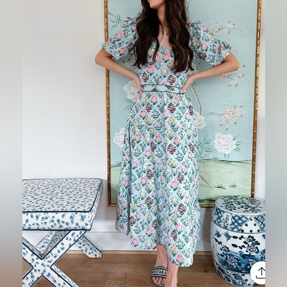 Sunday Up Floral Blue Maxi Dress Size L - Picture 2 of 8